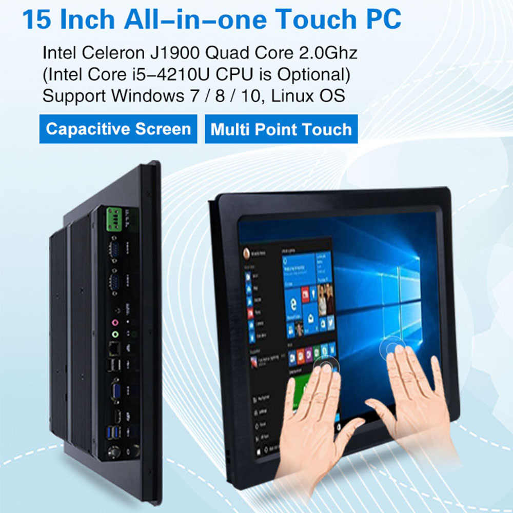 New 15 Inch All In One Touch PC Intel i5 4200u Dual Core Single Lan Panel Computer with LCD Capacitive screen  
